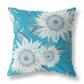 Homeroots 16 in. Sunflower Indoor & Outdoor Zippered Throw Pillow Blue Aqua & White 411384